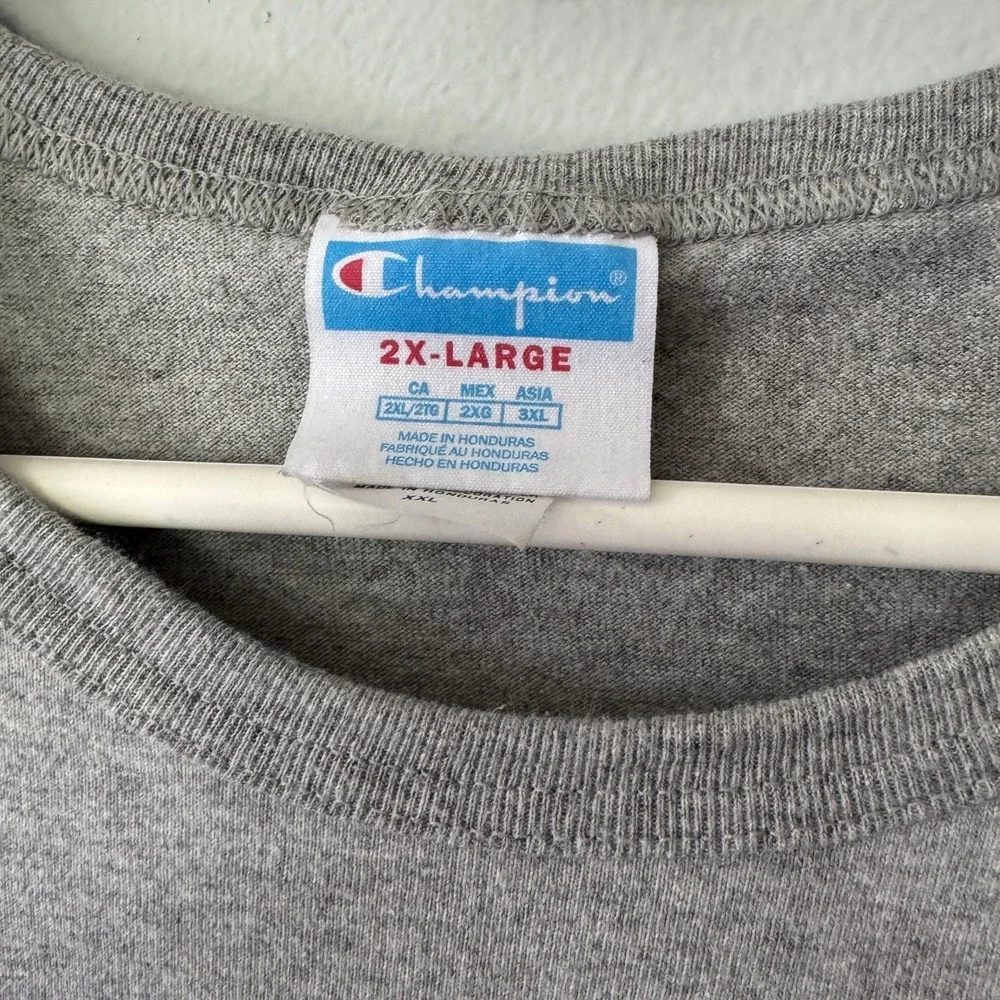 Champion Mens 2XL Heather Gray Script Logo Graphic Short Sleeve T-Shirt XXL - Picture 3 of 6